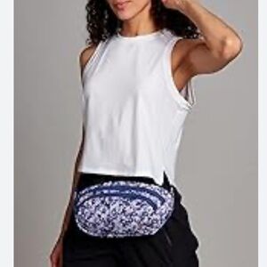 Reebok Nora Dual Pouch Belt Bag in Cobalt Ditzy (purple tones) 11” by 5.5” by 3”